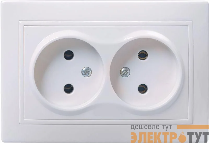 Розетка 2-м СП Кварта 10А IP20 без заземл. без защ. шторок бел. GENERICA ERK23-K01-10-DM