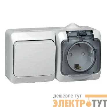 Блок ОП Этюд (1-кл. перекл. + евророз. защ. шторки) IP44 сер. SchE BPA16-246C