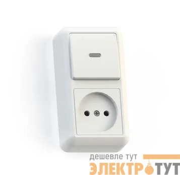 Блок комбинированный ОП БКВР-430 Оптима (1-кл. выкл. с подсветкой + розетка) бел. Кунцево 8061