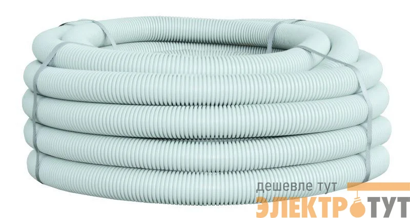 Труба гофрированная ПВХ d63мм с протяжкой сер. (уп.15м) Plast PROxima EKF tg-z-63
