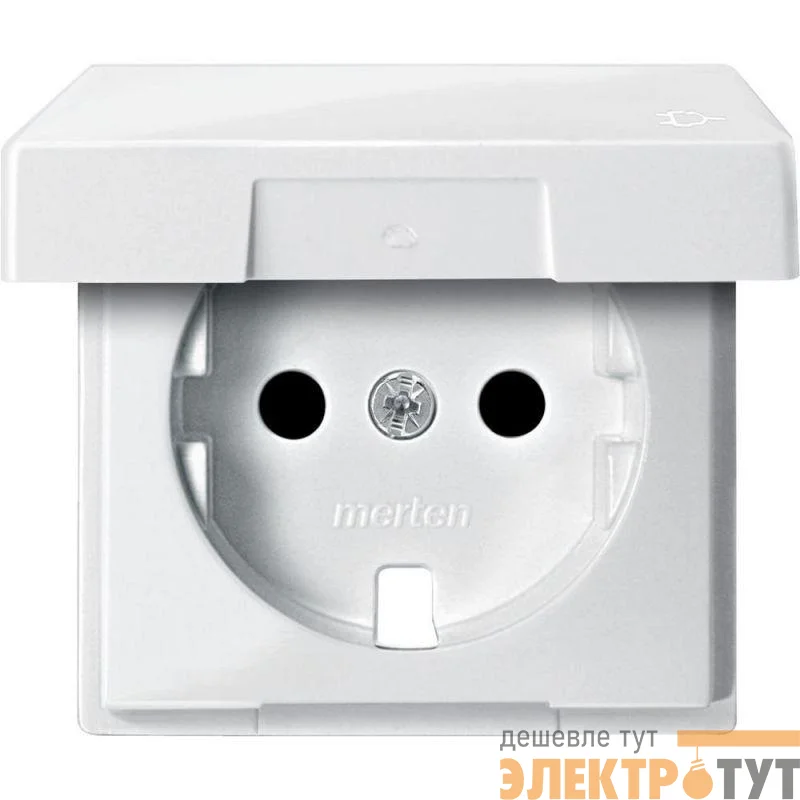 Плата центральная 1-м СП Merten IP20 защ. шторки с крышкой для механизма розетки Schuko SM полярн. бел. SchE MTN2340-0319