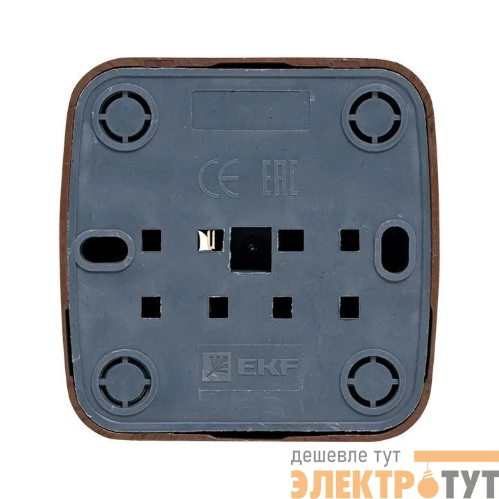 Розетка 1-м ОП Минск 10А IP20 без заземл. темн. дерево EKF EGR10-022-40