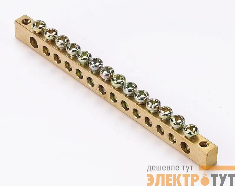 Шина нулевая 14 групп/крепеж по краям 6х9мм DEKraft 32004DEK