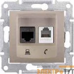 Механизм розетки телеф. + комп. СП Sedna титан SchE SDN5100168