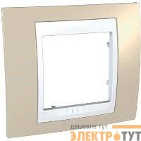Рамка 1-м Unica Хамелеон песч./бел. SchE MGU6.002.867