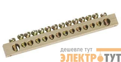 Шина PEN "земля-ноль" 8х12мм 8/2 (8групп/крепеж по краям) IEK YNN21-08-100