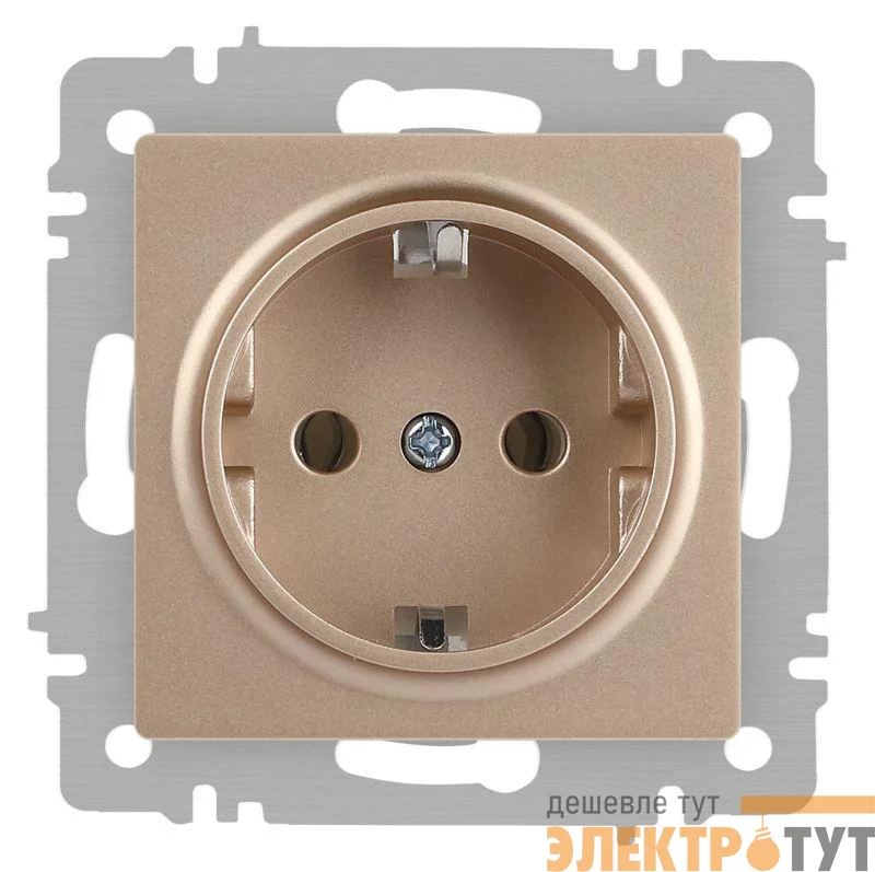 Розетка 1-м СП Accent 6-202-04 16А IP20 250В 2P+E Schuko шампань Intro Б0063690