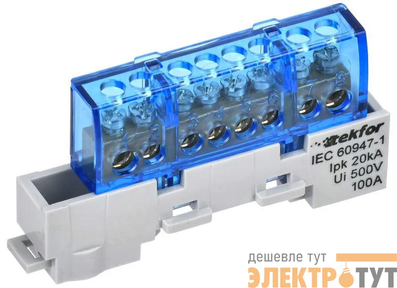 Шина нулевая N изол. на универс. держ. 6х9-8-С TEKFOR IEK TF-NN10-08-KL-K07