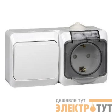 Блок ОП Этюд (1-кл. перекл. + евророз. защ. шторки) IP44 бел. SchE BPA16-246B