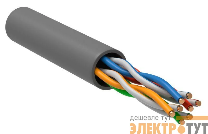 Кабель витая пара U/UTP кат.5E 4х2х24AWG solid PVC сер. (м) ITK LC1-C5E04-111