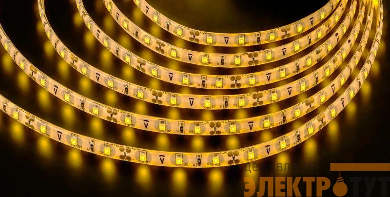 Лента светодиодная 71 407 NLS-3528Y60-4.8 IP65 12B R5 4.8Вт/м (уп.5м) Navigator 71407