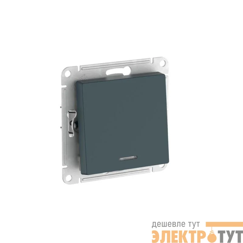 Переключатель 1-кл. AtlasDesign (сх. 6а) 10AX с подсветкой быстрозажим. клем. механизм изумруд SE ATN000863S