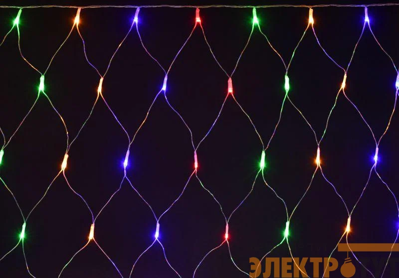 Гирлянда "Сеть" 1.5х1.5м 160LED RGB IP20 провод прозр. 230В с контроллером 8 режимов IEK LGDB410-3-160-L1-T-S-44
