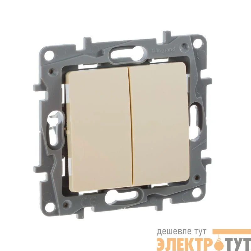 Выключатель 2-кл. СП Etika 10А IP20 250В 10AX безвинтов. зажимы механизм сл. кость IEK 672302