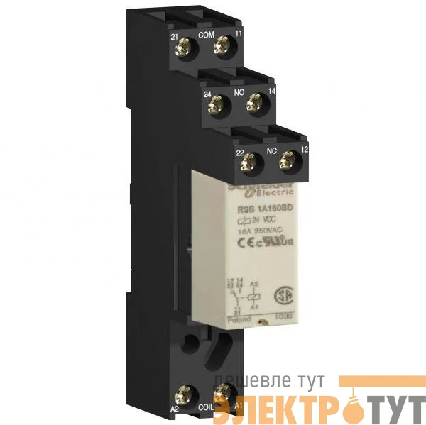Реле 24В DC 2CO с розеткой SchE RSB2A080BDS