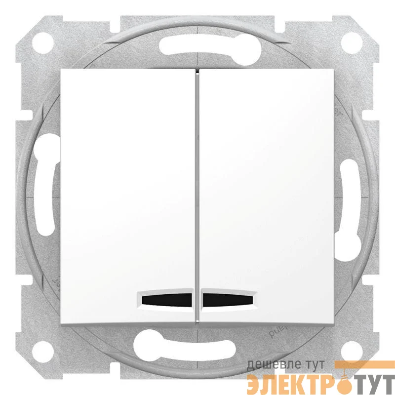 Механизм выключателя 2-кл. СП Sedna 10А IP20 с син. индик. бел. SchE SDN0300321
