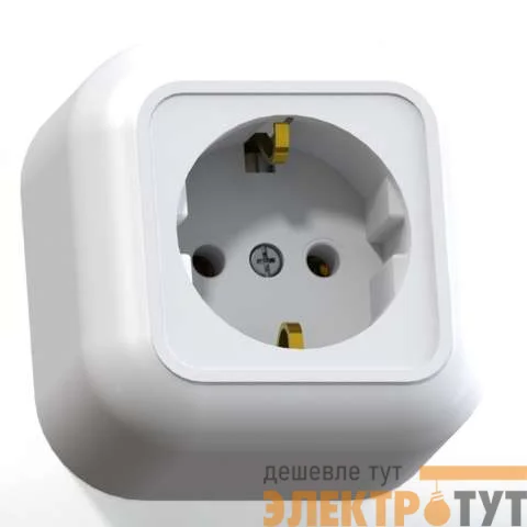 Розетка 1-м ОП Валентина РА16-638 16А IP20 с заземл. бел. Кунцево 7640