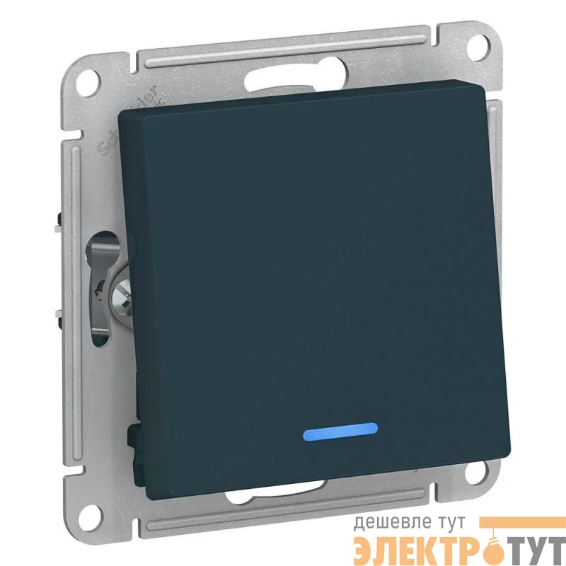 Механизм переключателя проходного 1-кл. СП AtlasDesign 10А IP20 (сх. 6а) 10AX с подсветкой изумруд SchE ATN000863