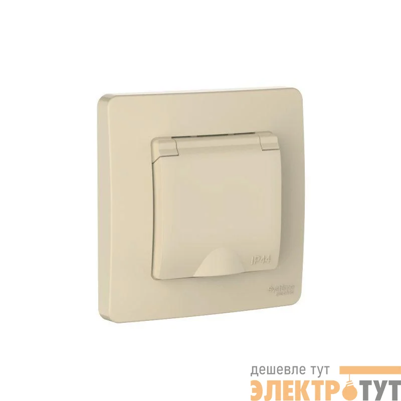 Розетка 1-м СП Blanca 16А IP44 250В с заземл. защ. шторки с крышкой беж. SE BLNRS441117