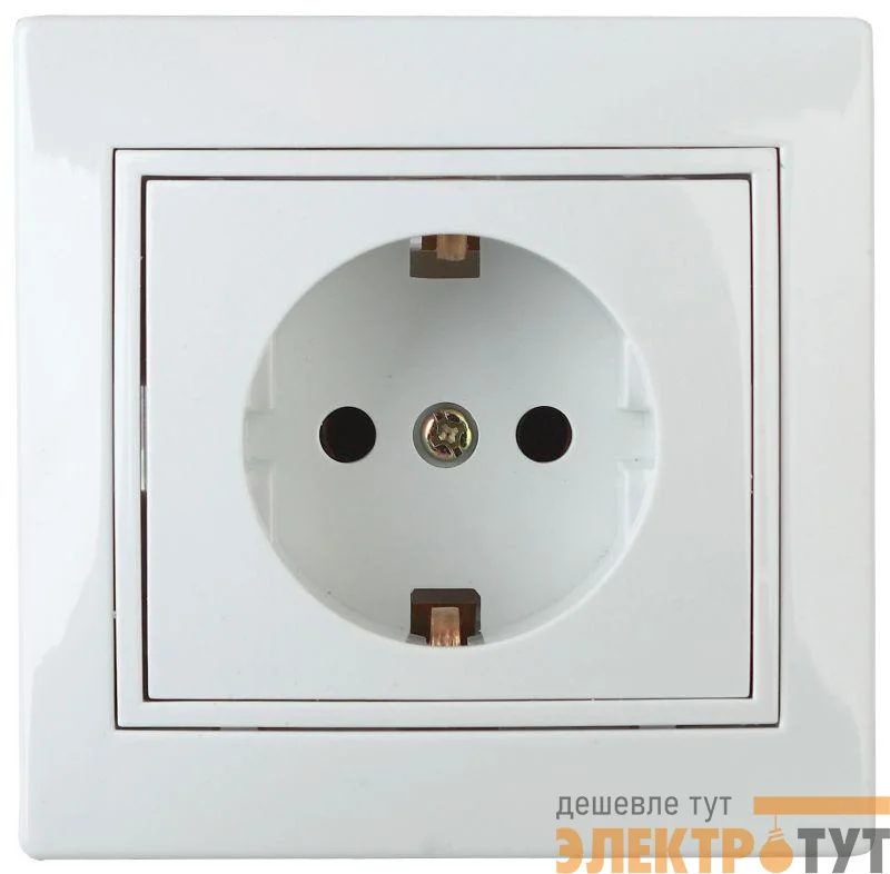 Розетка 1-м СП Plano 1-202-01 16А IP20 250В 2P+E Schuko бел. Intro Б0053874