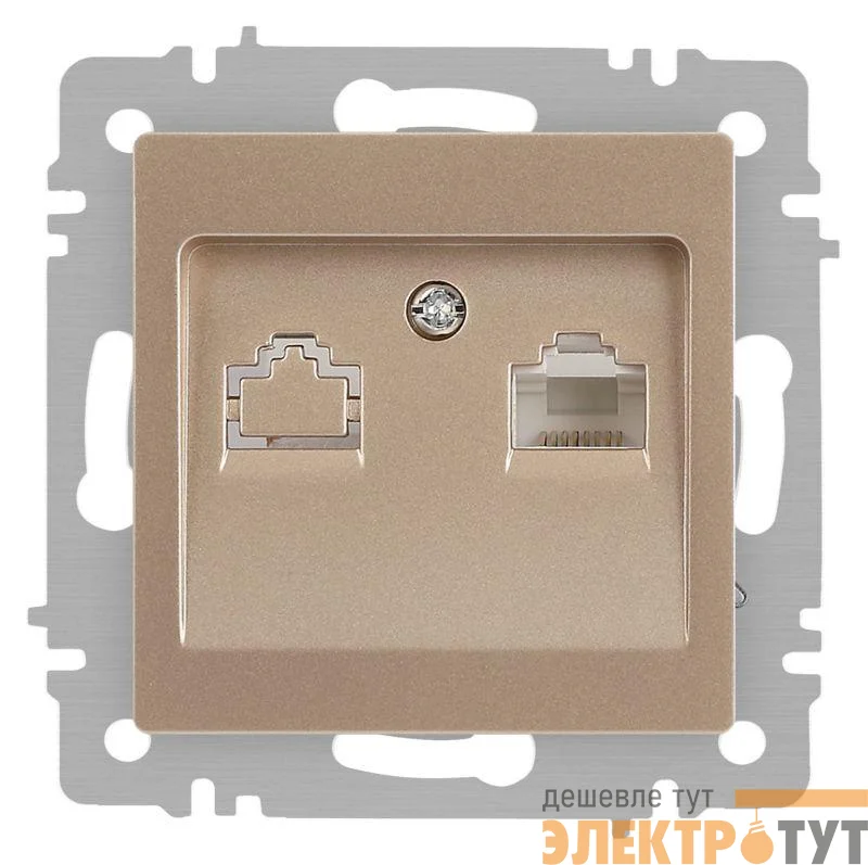 Розетка компьютерная 1-м СП Accent 6-303-04 RJ45 IP20 шампань Intro Б0063632
