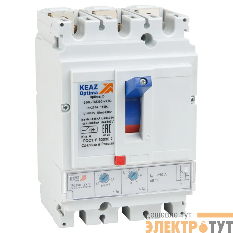 Выключатель автоматический OptiMat D250L-TM160-УХЛ3 КЭАЗ 291419