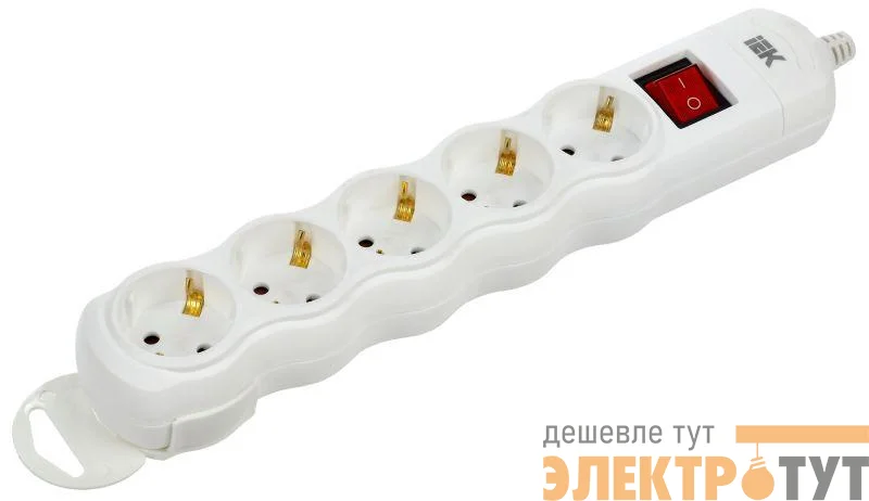 Колодка удлинителя 5-мест. с заземл. с выкл. РПр05В IEK WYP10-D-KP-16-05-ZKS-K01