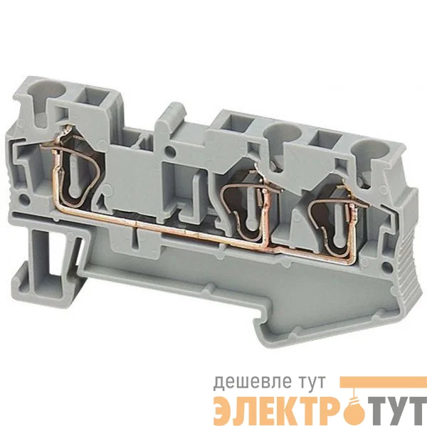 Клеммник пружинный проходной 4кв.мм 3 точки подкл. син. SchE NSYTRR43BL