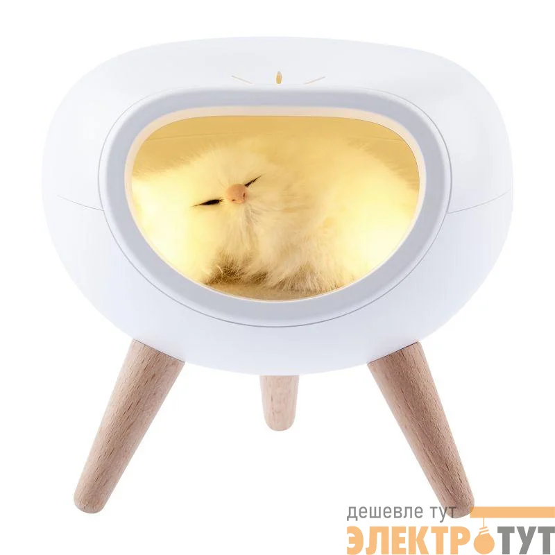 Светильник светодиодный NLED-467-1W-W ночник "Котик" бел. Эра Б0052814
