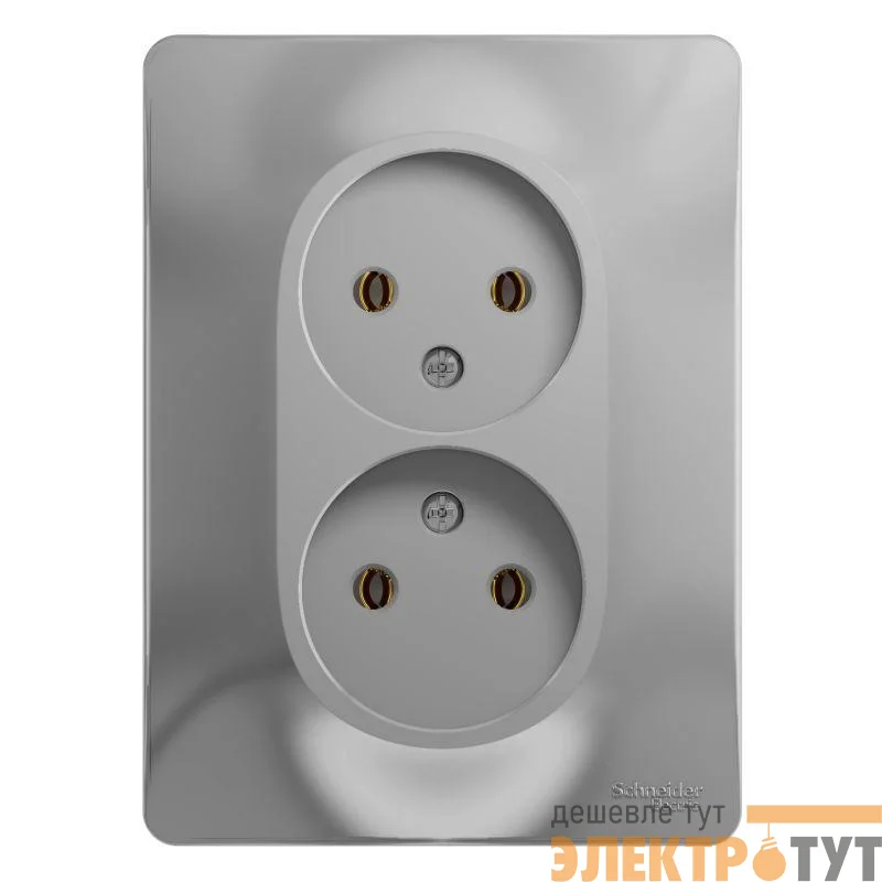Розетка 2-м СП Glossa 16А IP20 без заземл. в сборе алюм. SE GSL000320