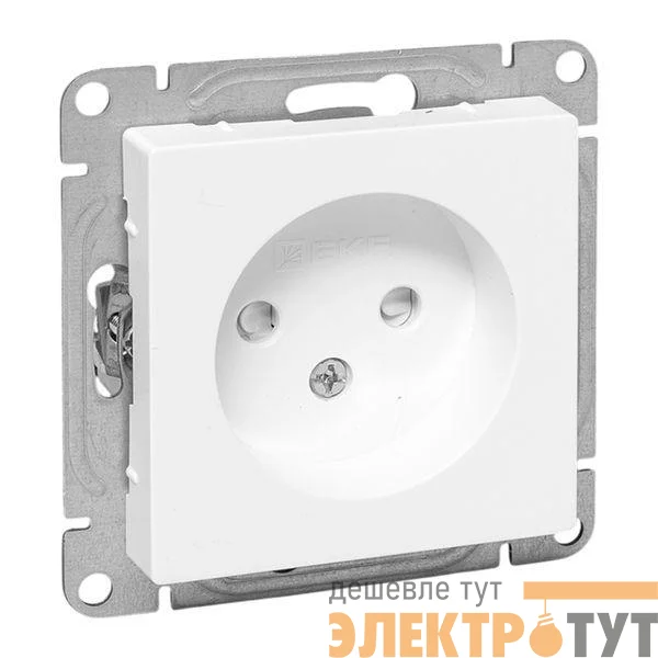 Розетка СП Эпика 16А без заземл. защ. шторки механизм бел. EKF UP1-SOW-101