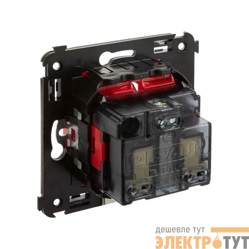 Розетка 1-м СП 2мод. Avanti "Красный квадрат" 16А IP20 2P+E защ. шторки красн. DKC 4401003