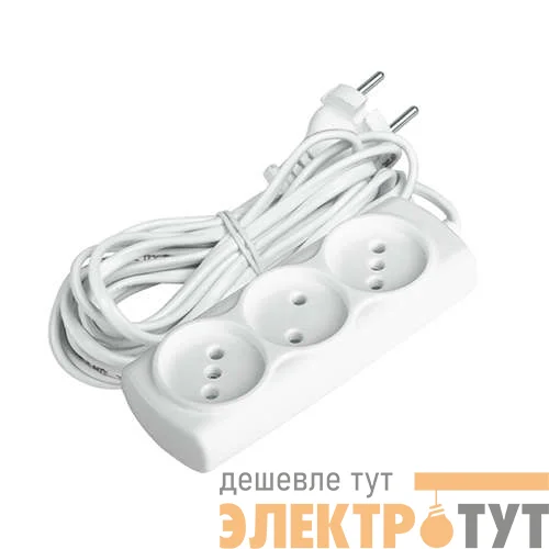 Удлинитель 3х5м 6А IP20 УДП-3-500 1.3кВт ШВВП 2х0.75 ФАZА 1043085