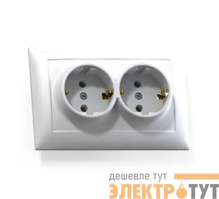 Розетка 2-м СП Селена РС16-372 16А IP20 с заземл. бел. Кунцево 8116