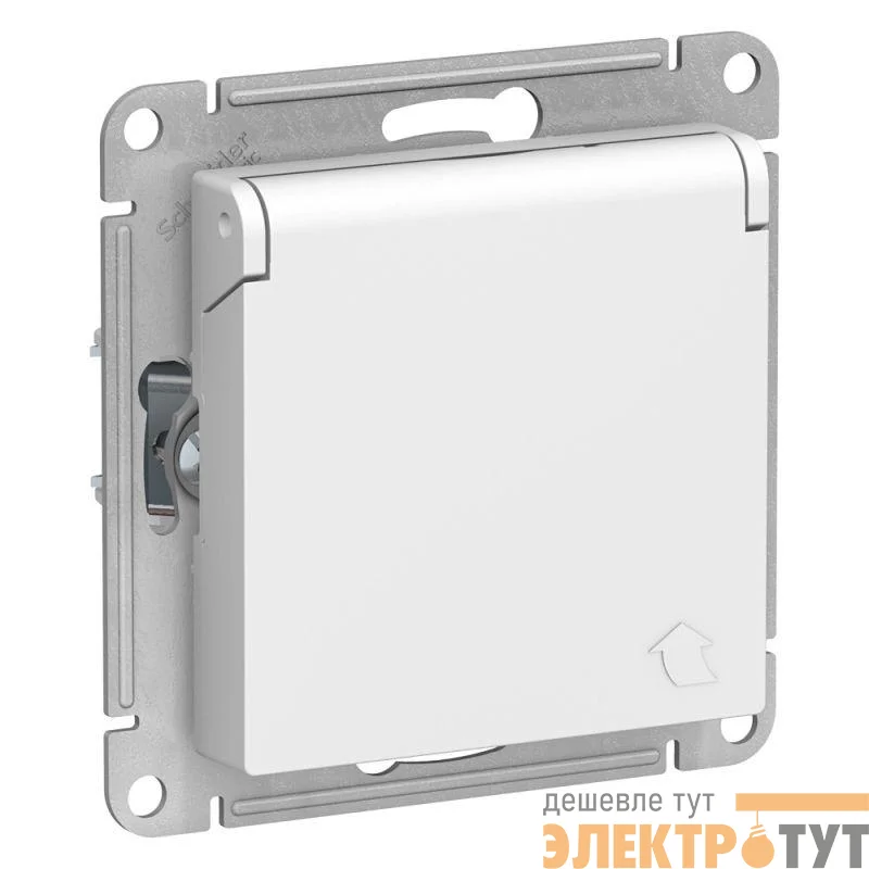 Розетка 1-м СП AtlasDesign 16А IP20 с заземл. защ. шторки с крышкой механизм бел. SE ATN000146