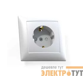 Розетка 1-м СП Селена РС16-400 16А IP20 с заземл. защ. шторки бел. Кунцево 8121