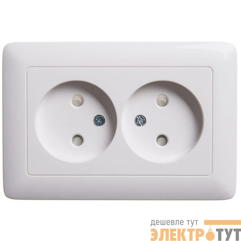 Розетка 2-м СП Хит 16А IP20 без заземл. защ. шторки бел. SE RS16-230-B