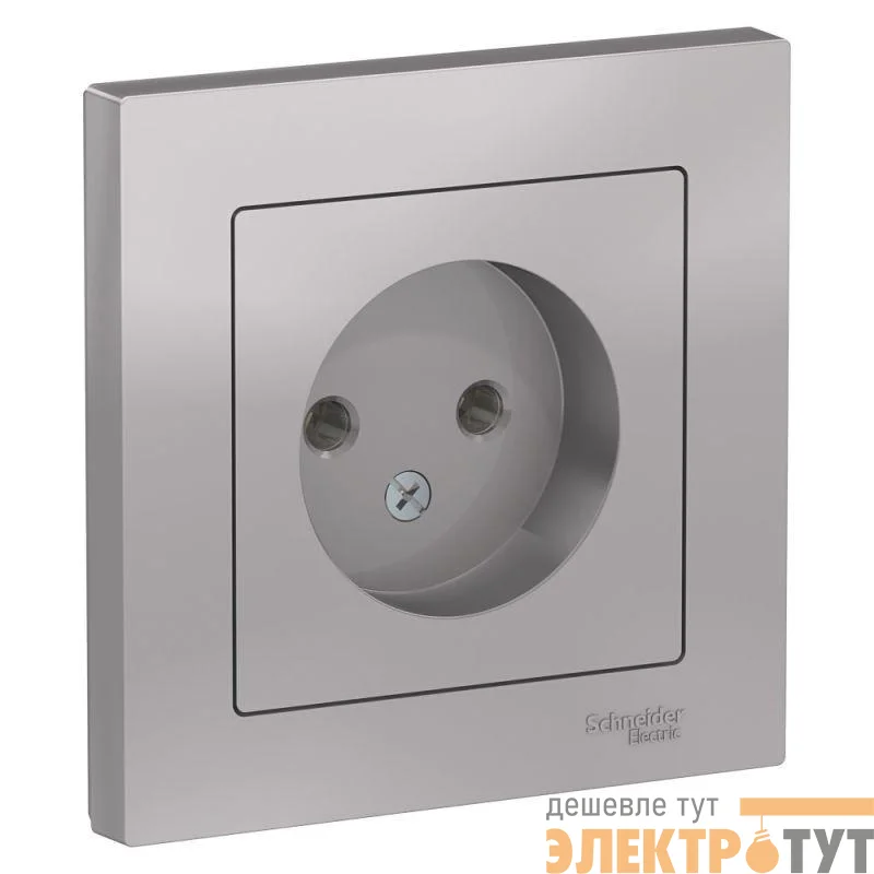 Розетка 1-м СП AtlasDesign 16А IP20 без заземл. в сборе алюм. SE ATN000340