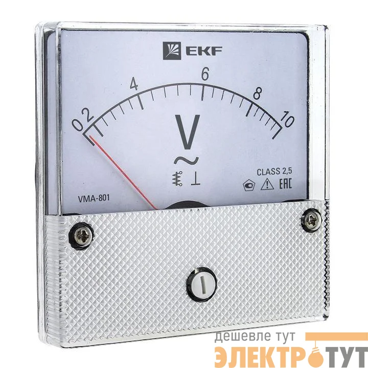 Вольтметр аналоговый VM-A801 на панель 80х80 (круглый вырез) 300В прямое подкл. EKF vma-801-300
