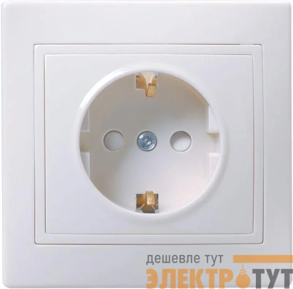 Розетка 1-м СП Кварта РСш10-3-КБ 16А IP20 с заземл. защ. шторки бел. IEK ERK11-K01-16-DM