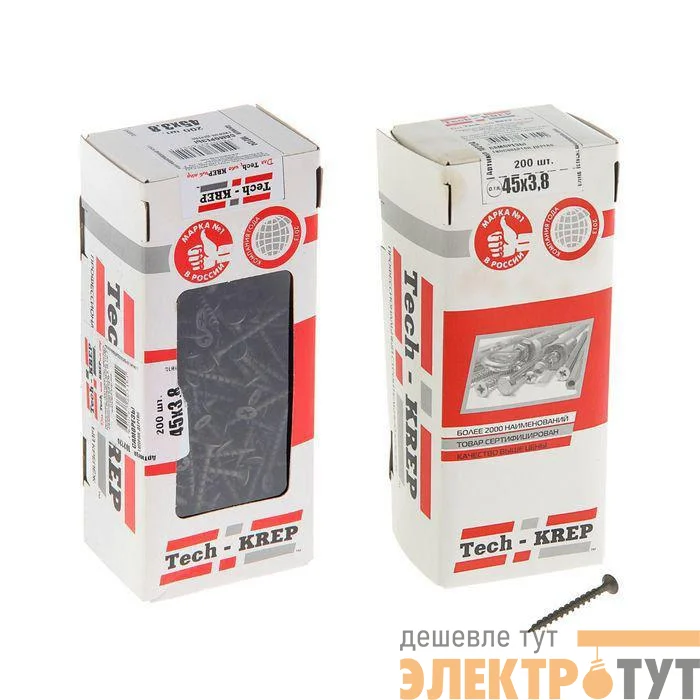 Саморез 3.8х45 гипсокартон-дерево (уп.200шт) коробка Tech-Krep 102124