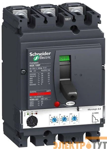 Выключатель автоматический 3п 3т 40А 36кА NSX100F Micrologic 2.2 SchE LV429772