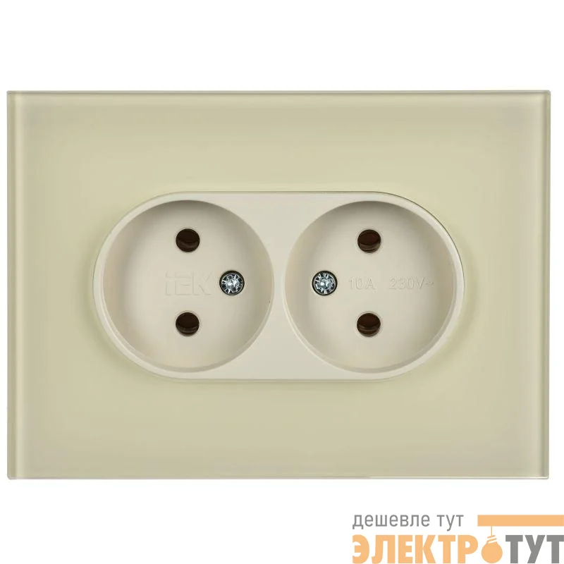 Розетка 2-м SKANDY 10А без заземл. без защ. шторок для плоской вилки SK-R03B беж. IEK SK-R20-10-K10