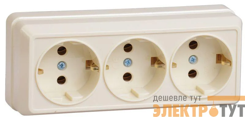 Розетка 3-м ОП Октава РС23-3-ОК 16А IP20 с заземл. крем. IEK ERO31-K33-16-DC