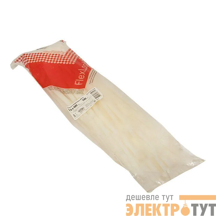 Хомут P6.6 8.8х400 FlexLock стандартный бел. (уп.100шт) PROxima EKF plc-fl-ctsw-8.8x400