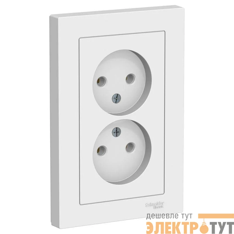 Розетка 2-м СП AtlasDesign 16А IP20 без заземл. в сборе бел. SE ATN000120