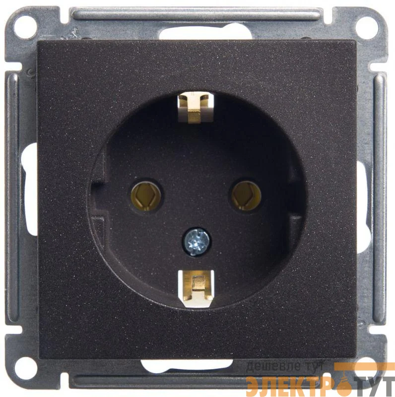 Розетка 1-м СП W59 16А IP20 с заземл. без защ. шторок механизм черн. бархат SE RS16-154-6-86