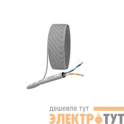 Кабель витая пара U/UTP кат.5E 2х2х24AWG solid CU PVC сер. (м) Эра Б0044428
