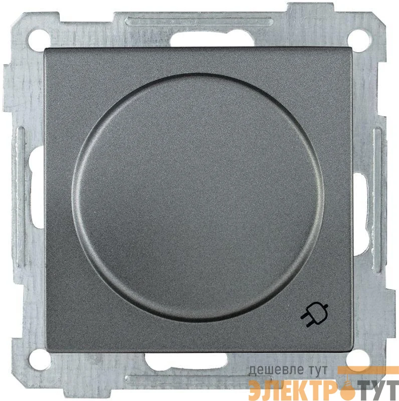 Механизм розетки 1-м СП Bolero РС16-1-0-Б 16А IP20 с заземл. защ. шторки с крышкой антрацит IEK ERB16-K95-16