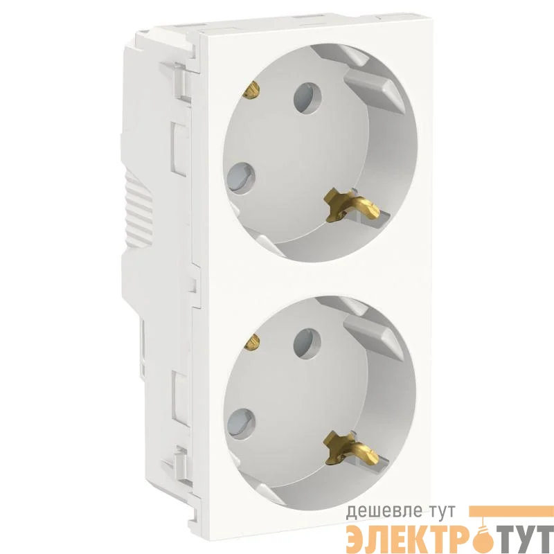 Розетка 2-м Unica Modular 16А IP44 с заземл. защ. шторки винт. клеммы бел. SchE NU306718A